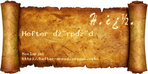 Hefter Árpád névjegykártya