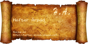 Hefter Árpád névjegykártya